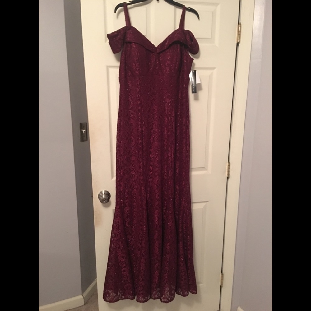 Long Maroon Sparkle Gown